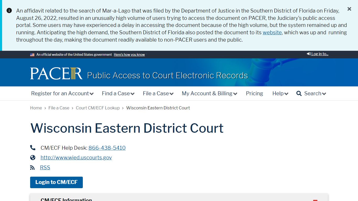 Wisconsin Eastern District Court | PACER: Federal Court Records